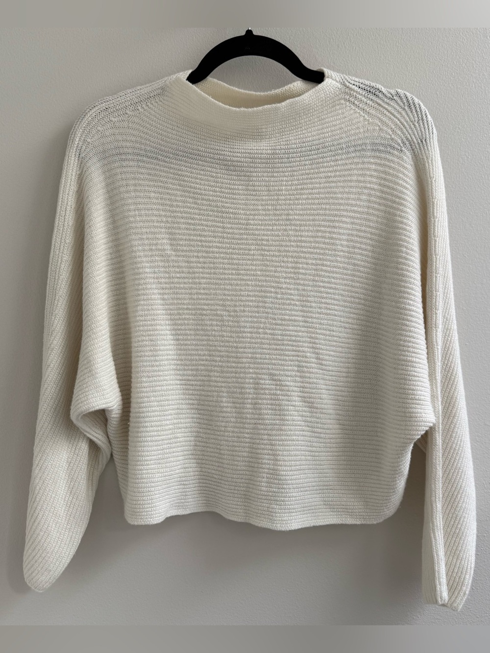 Leith white Cream Ribbed Knit Sweater